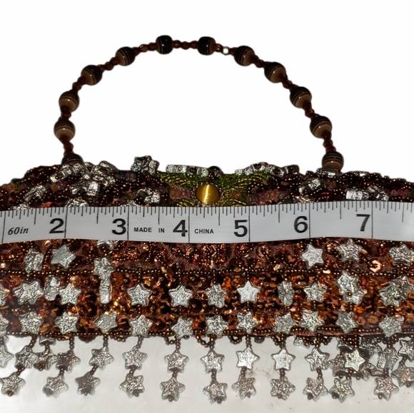 Vintage beautiful multi colored embellished studded beaded clutch . - Picture 4 of 5